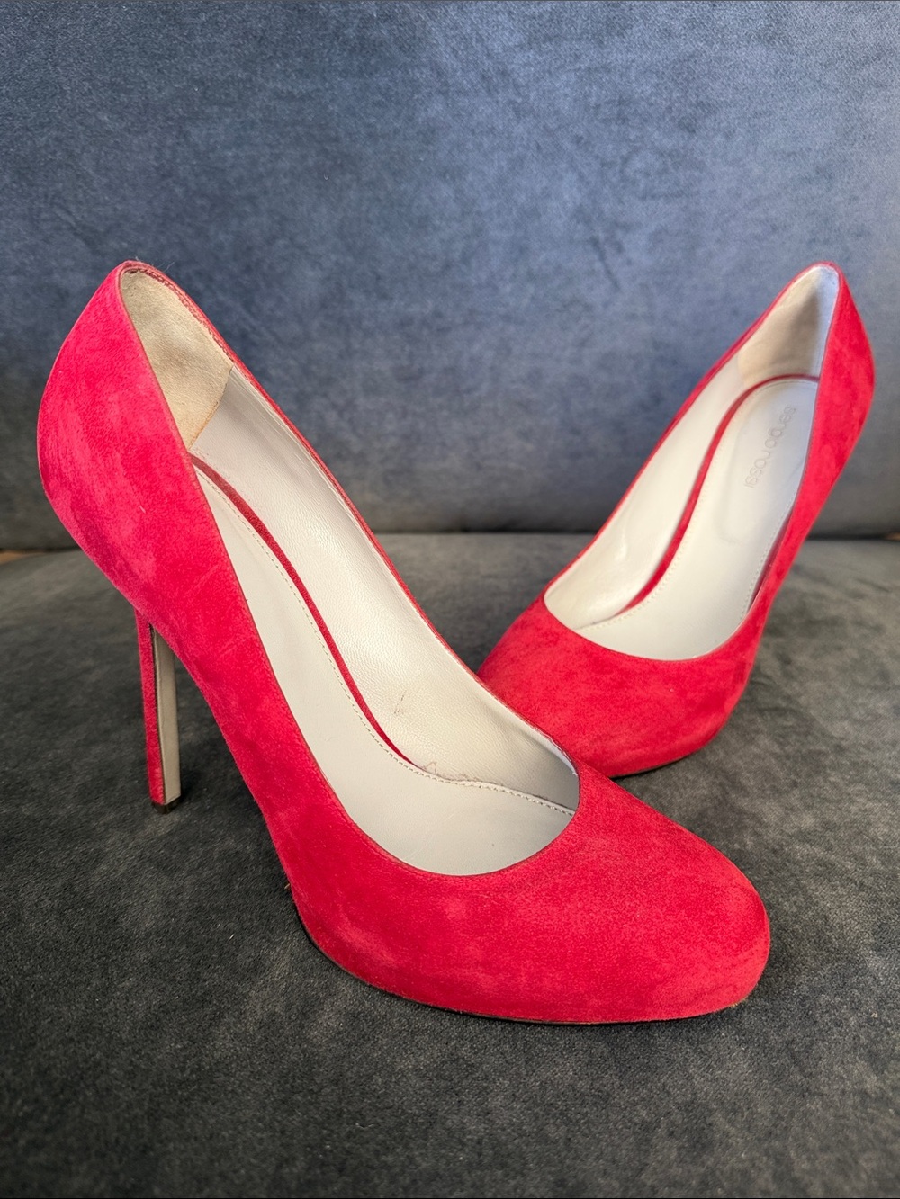 Sergio Rossi Red/Burgandy Suede 125mm (5in) Stiletto Pumps Sz US10 (EU41)